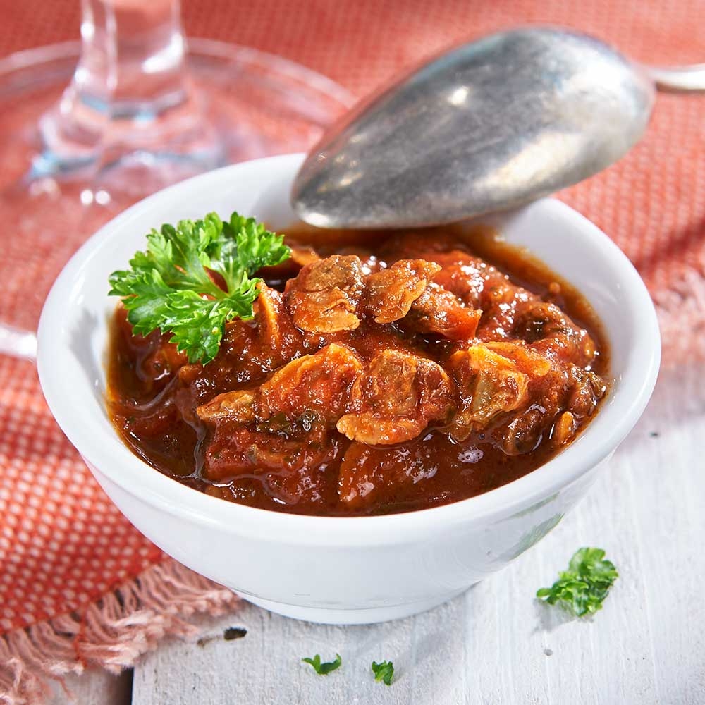 Tomatensoße mit Venusmuscheln – mit Gläsern ergänzt