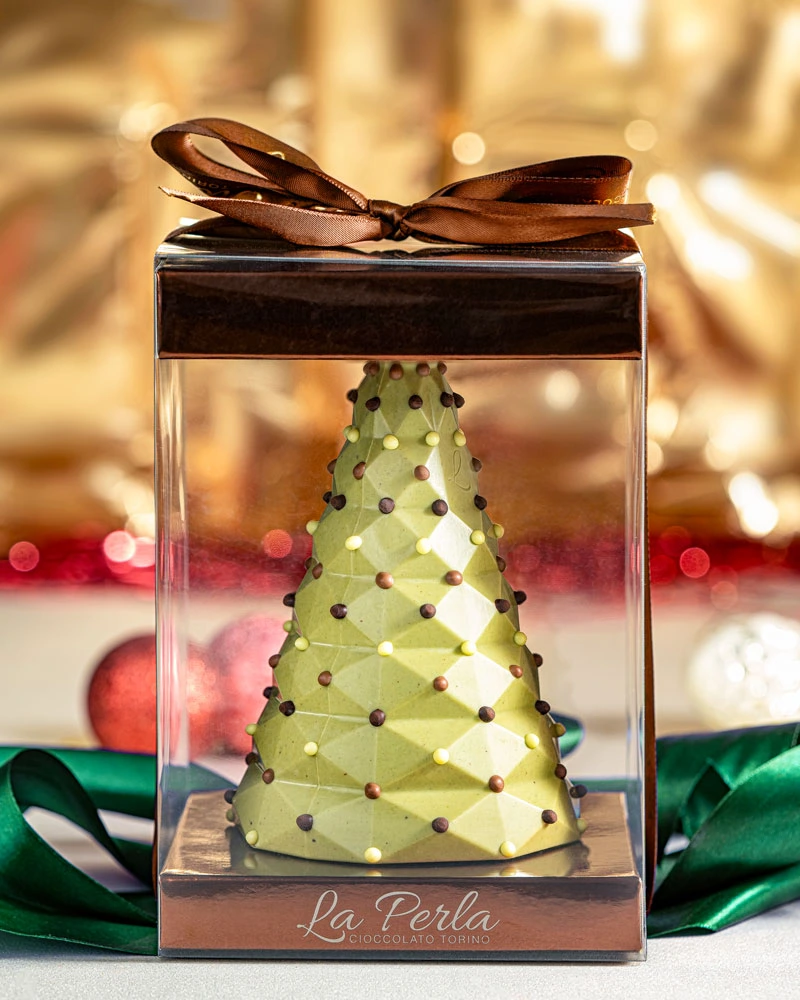 Weihnachtsbaum aus Pistazienschokolade